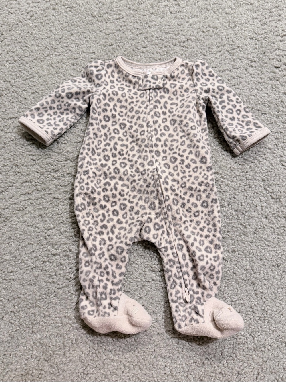 Pink Leopard Fleece Footie